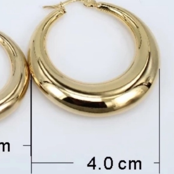18K yellow gold plated round earrings - Picture 2 of 4